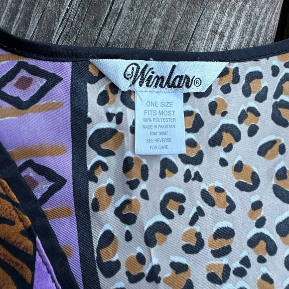 Vintage Kaftan Satin Animal Print Muu Muu Maxi Dress Cover Up One Size - Picture 2 of 7